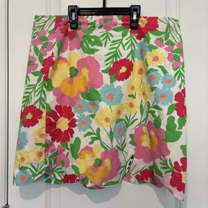 Lilly Pulitzer Resort White Big Garden By the Sea Lynnie Scalloped Skirt Size 10